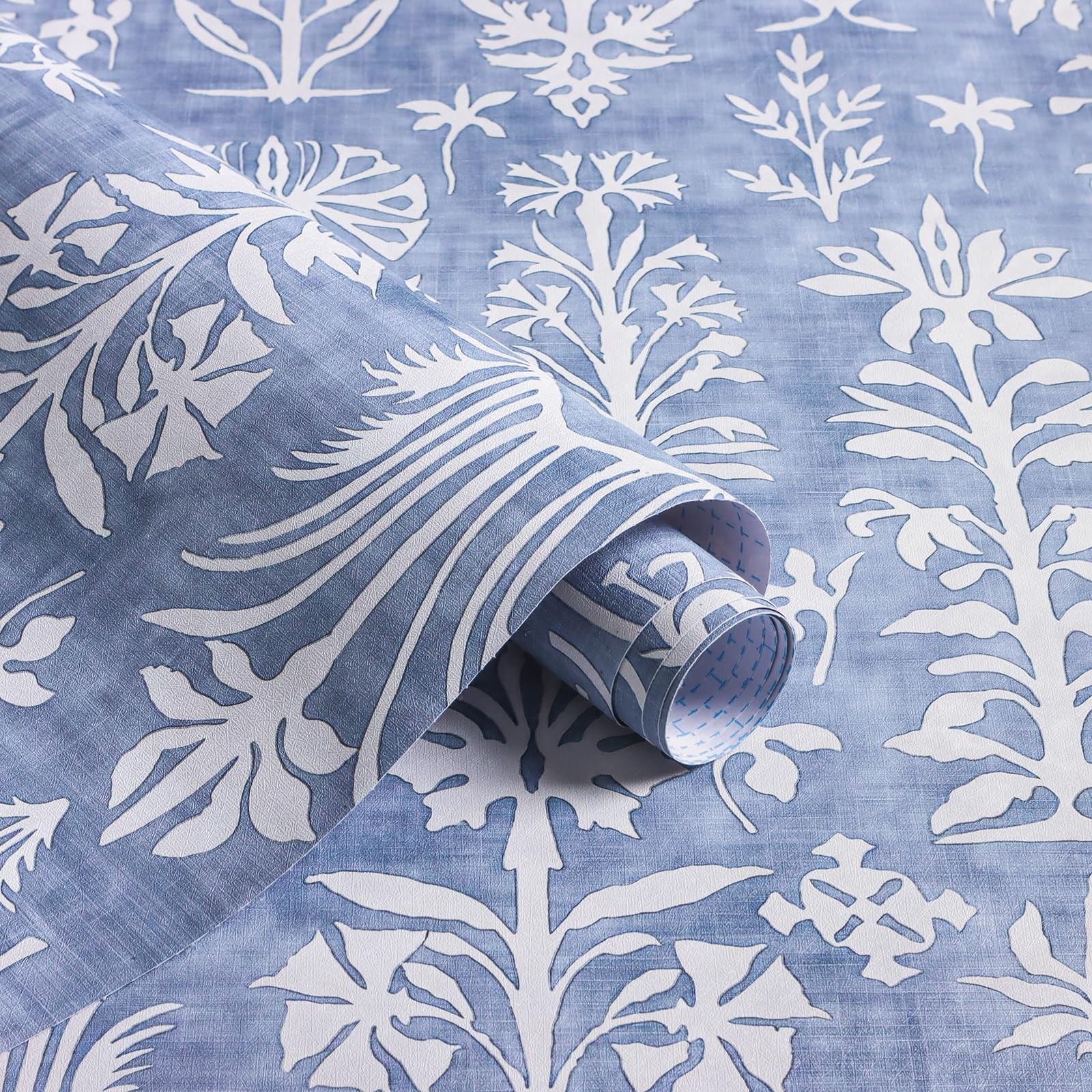 Nukofal Vintage Peel and Stick Wallpaper Blue 16.9inch x 118.1inch,
