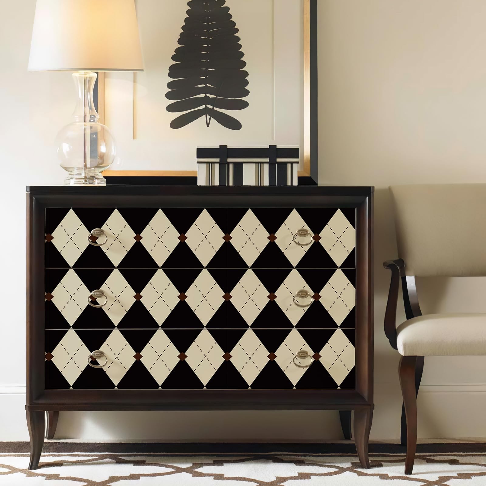 Simon&Siff Retro Checkered Peel and Stick Wallpaper 17.3″ x 78″, Black/White