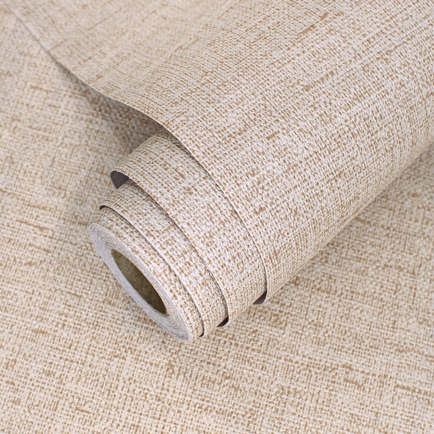 lenify Beige Grasscloth Peel and Stick Wallpaper 15.7″ x 118.1″,