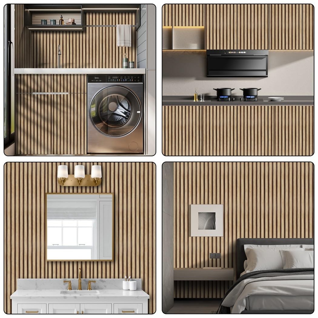 Arthome 17»x120» Wood Slat Wallpaper Peel and Stick 17″ x 120″, Tea Elm