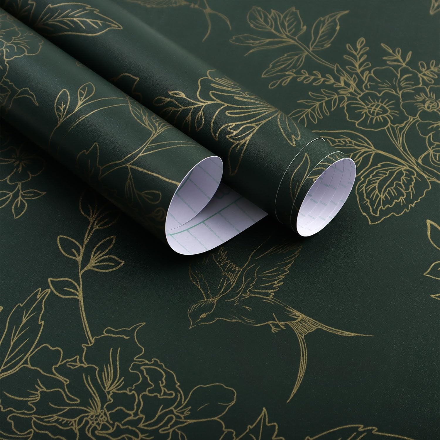 Froluya Dark Green and Gold Wallpaper 17.7″ x 118.1″,