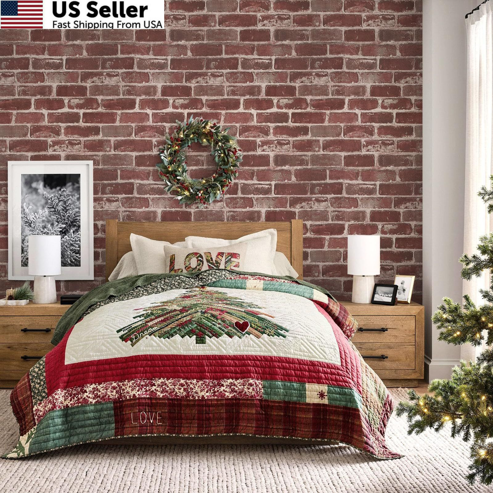 Qianglive Red Brick Peel and Stick Wallpaper 17.5″×120″ 17.5″ x 120″,