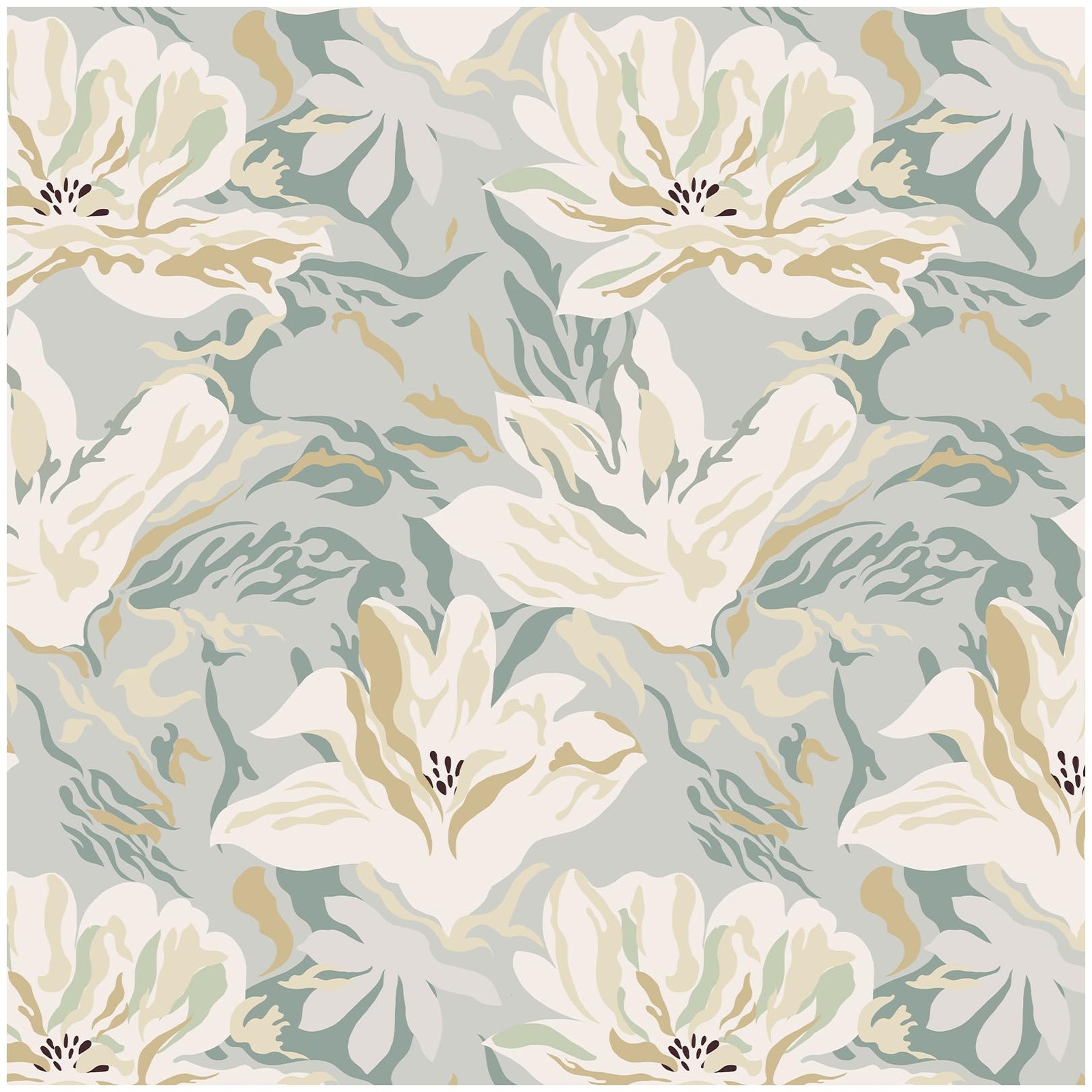 Theper Floral Peel and Stick Wallpaper Boho 17.3″ x 78.8″, Green Beige