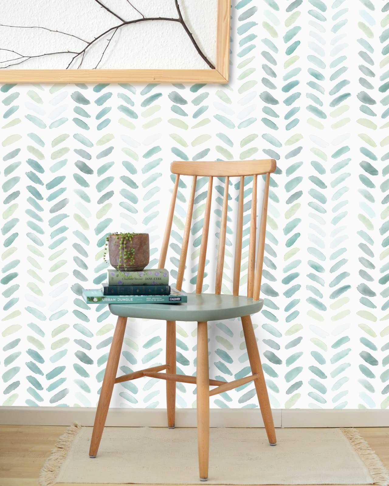 Sevalo Green and White Peel Stick 17.3″ x 78.8″, green white