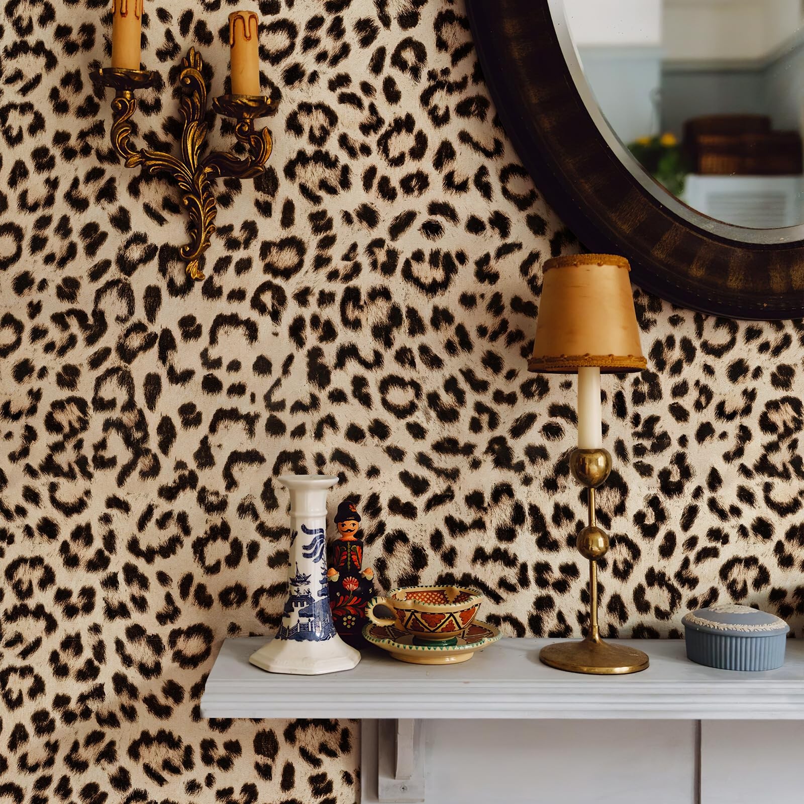 HueBurst Leopard Peel and Stick Wallpaper 17.3″x120″ 17.3″ x 120″,