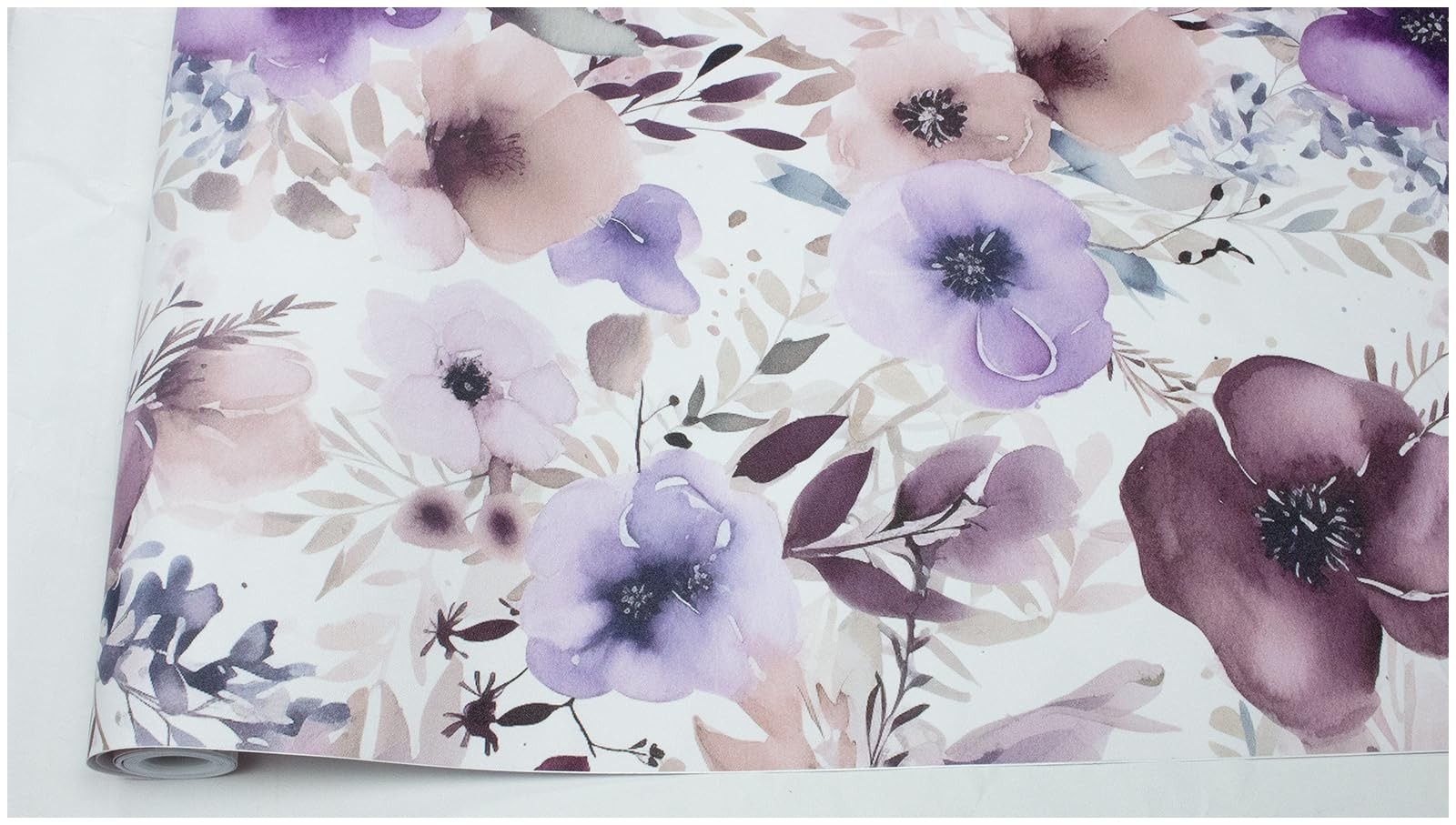 HAOKHOME Floral Peel and Stick S: 17.7in x 9.8ft, Mauve/Purple/White