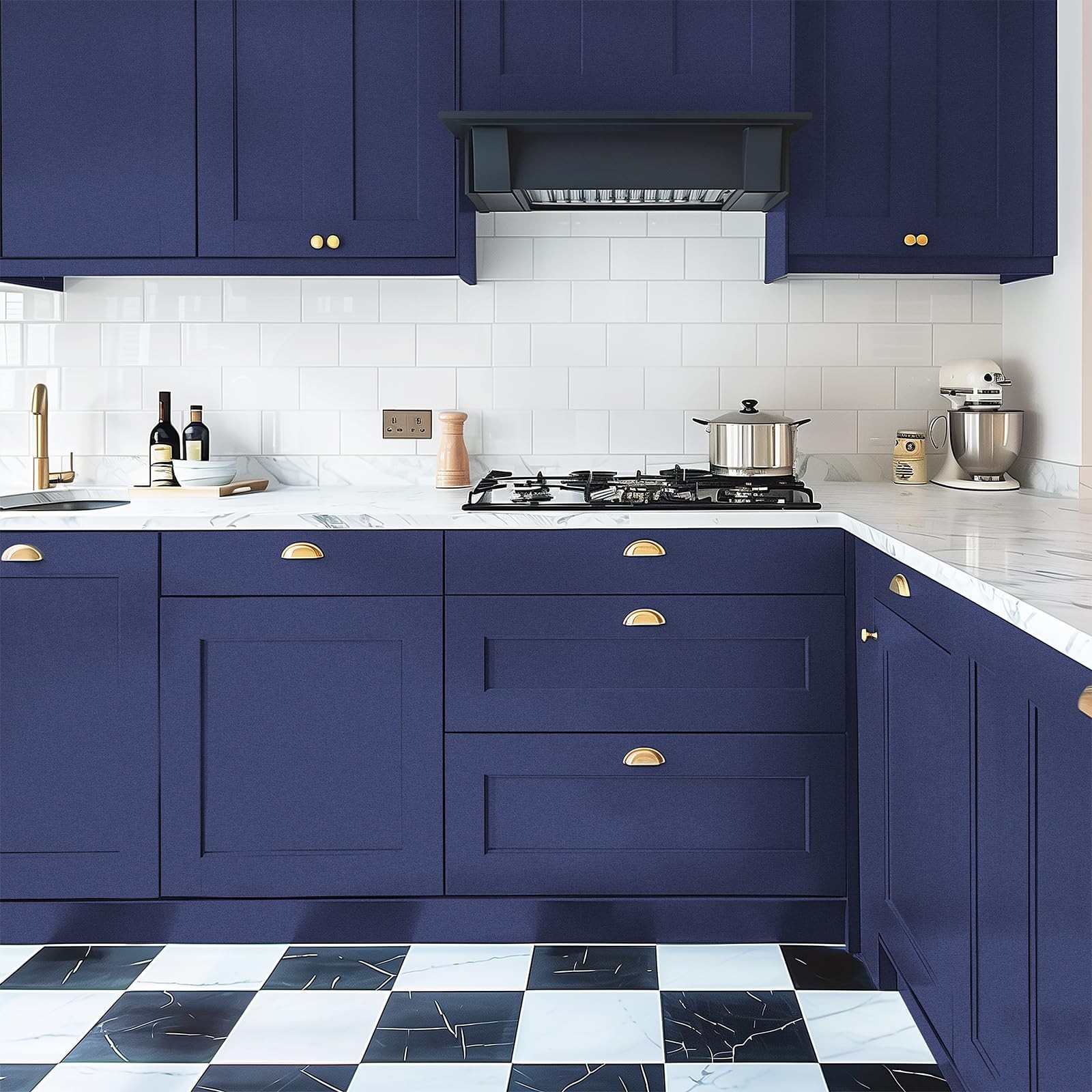 Blue Wallpaper Peel and Stick with Tools Removable 17.7″ x 393.7″,