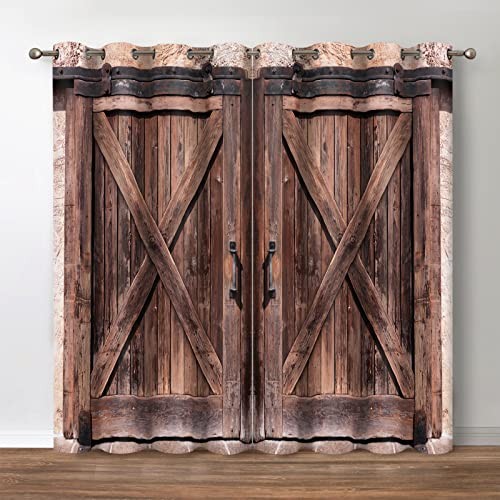 Rustic Wood Blackout Curtains Farmhouse Vintage 52″W x 84″L (Pack of 2) Wood12