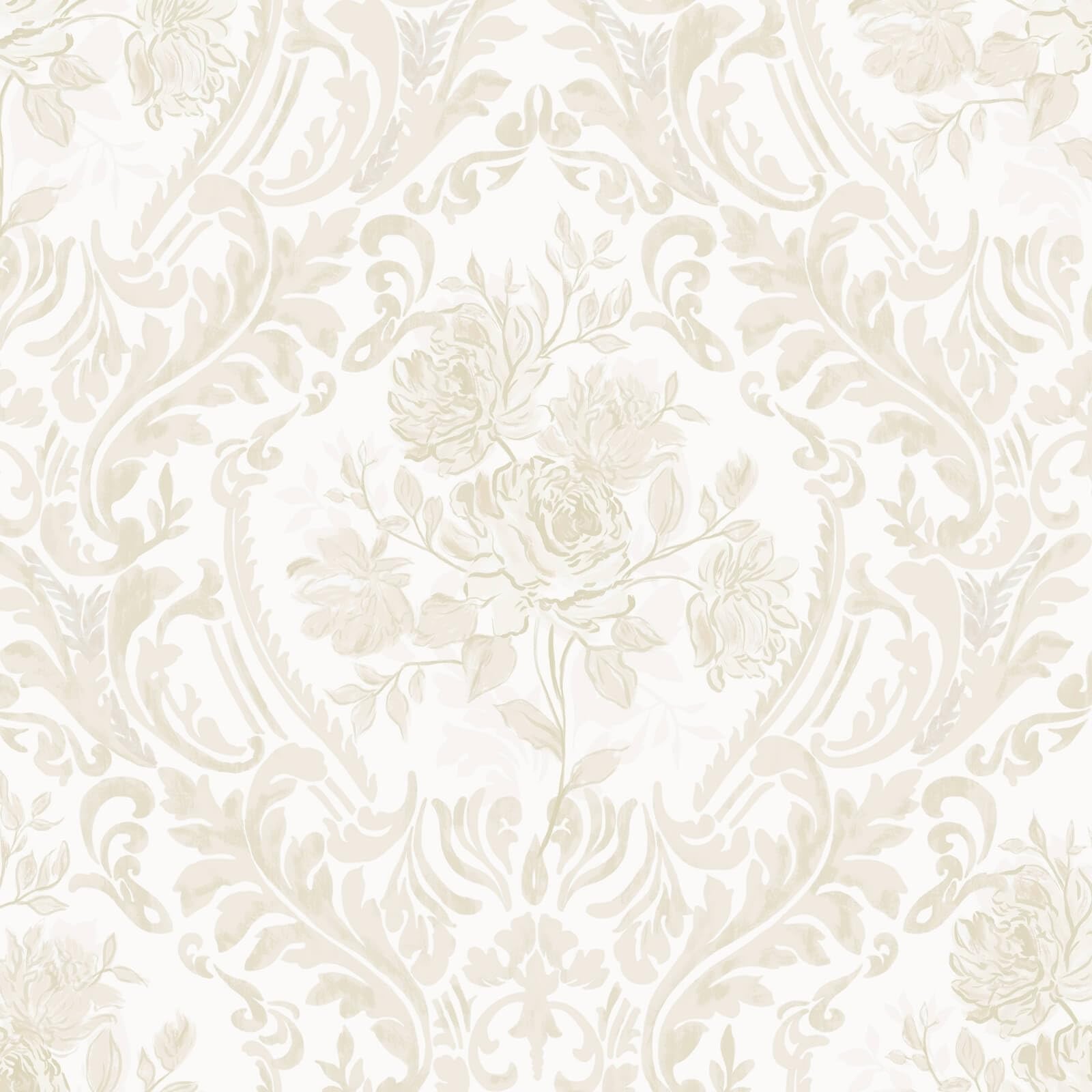 Ismoon Floral Peel and Stick Wallpaper Vintage Beige 17.3″ x 78.7″,