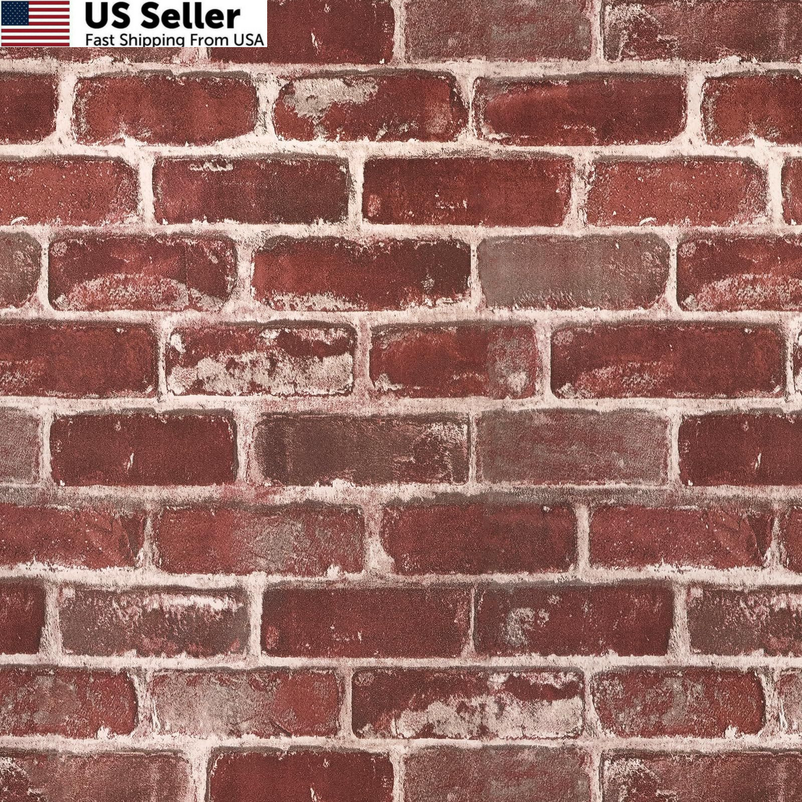 Qianglive Red Brick Peel and Stick Wallpaper 17.5″×120″ 17.5″ x 120″,