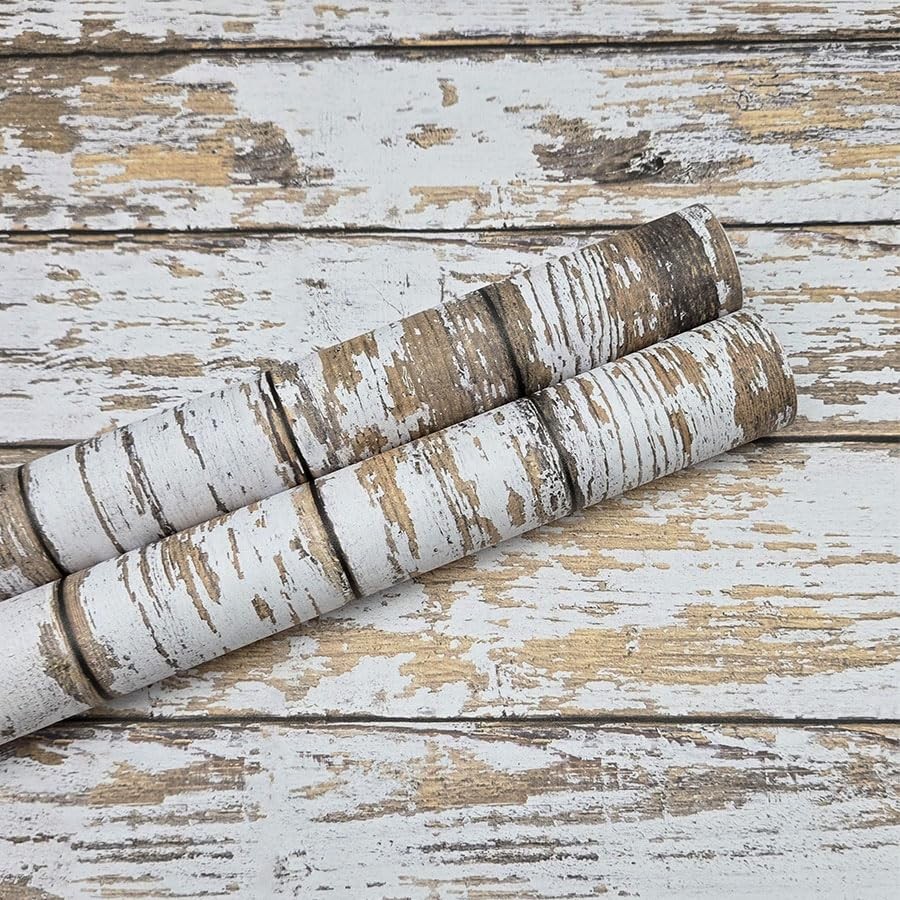 White and Brown Wood Wallpaper Vintage 17.3″ x 78.8″,