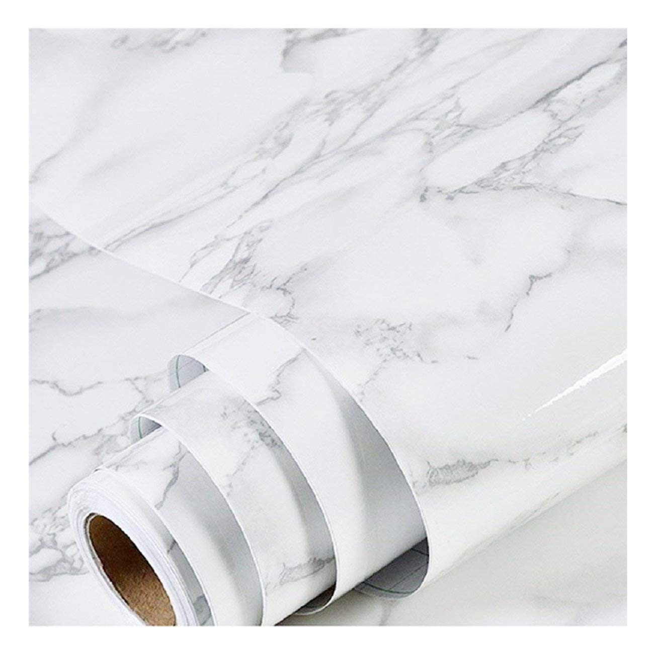 Marble Peel and Stick Wallpaper Granite Wall Paper 17.7″ x 78.7″, Gray/White