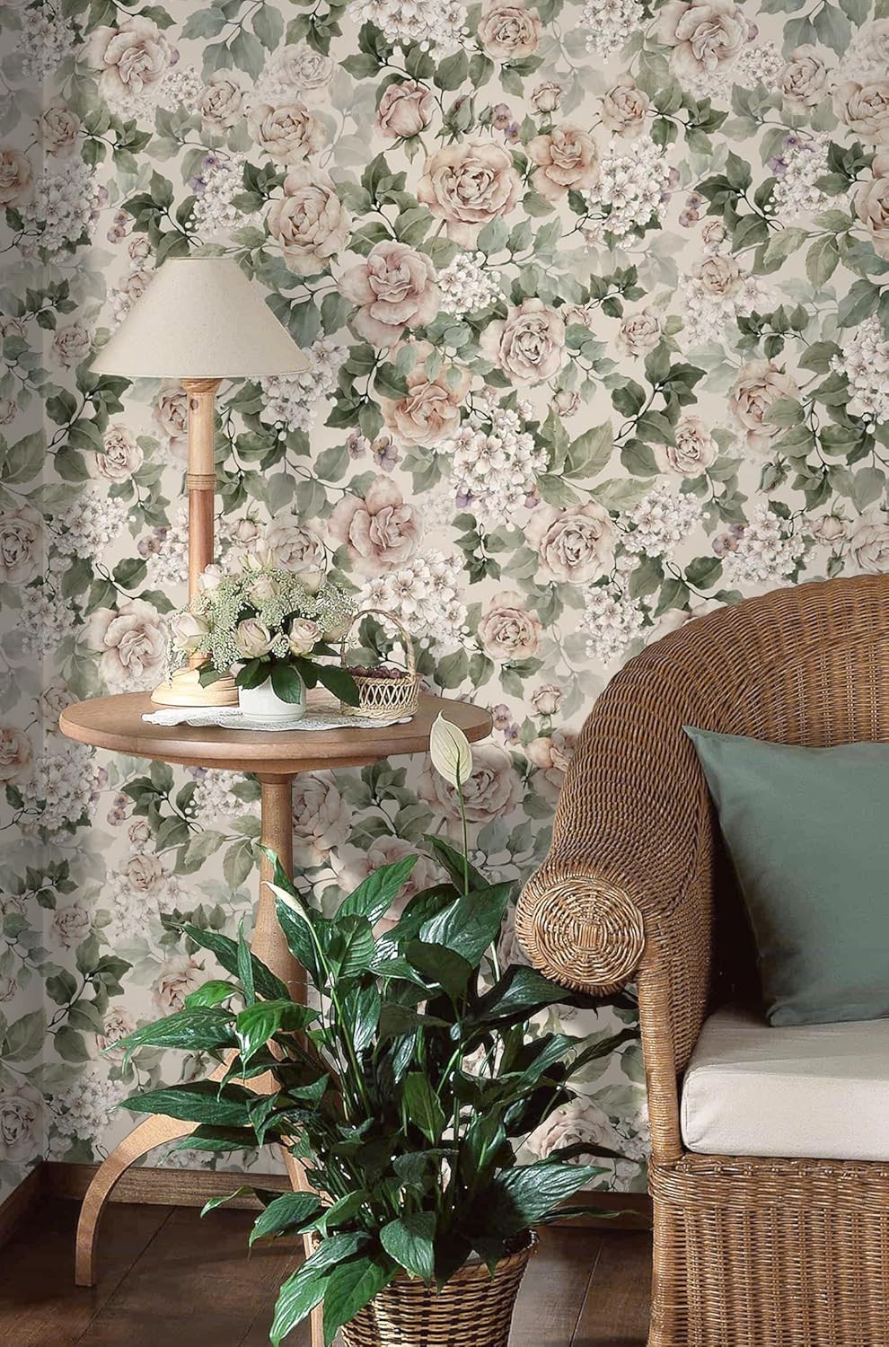 CiCiwind Peel and Stick Wallpaper Vintage Floral Contact 17.3 x 78.7, Light