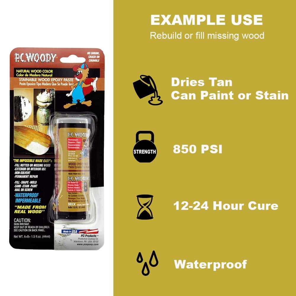 Pc Products Wood Repair Epoxy Paste And Wood Hardener Kit Pc-Woody 12 Oz And