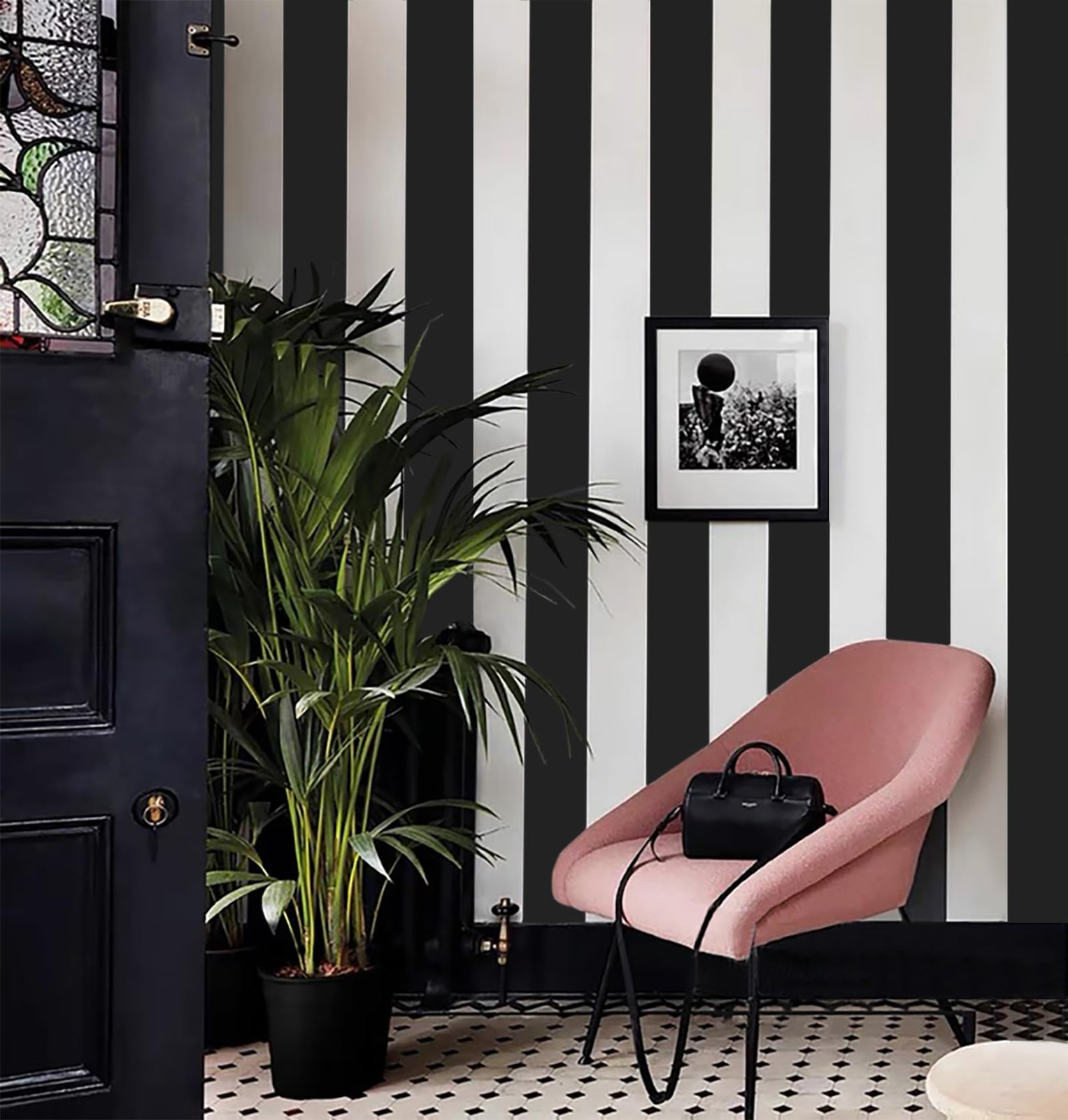 Cohoo Home Black and White Wallpaper Peel Stick 18″ x 591″, Black/White