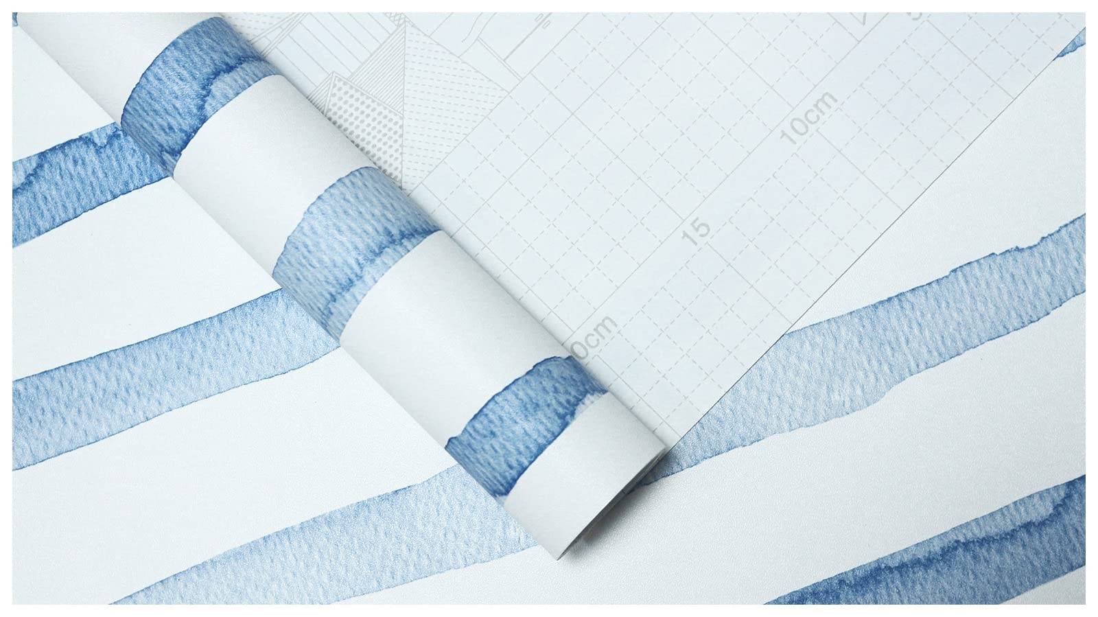 HAOKHOME Striped Peel and Stick Wallpaper 17.7in x 9.8ft, Indigo Blue/White