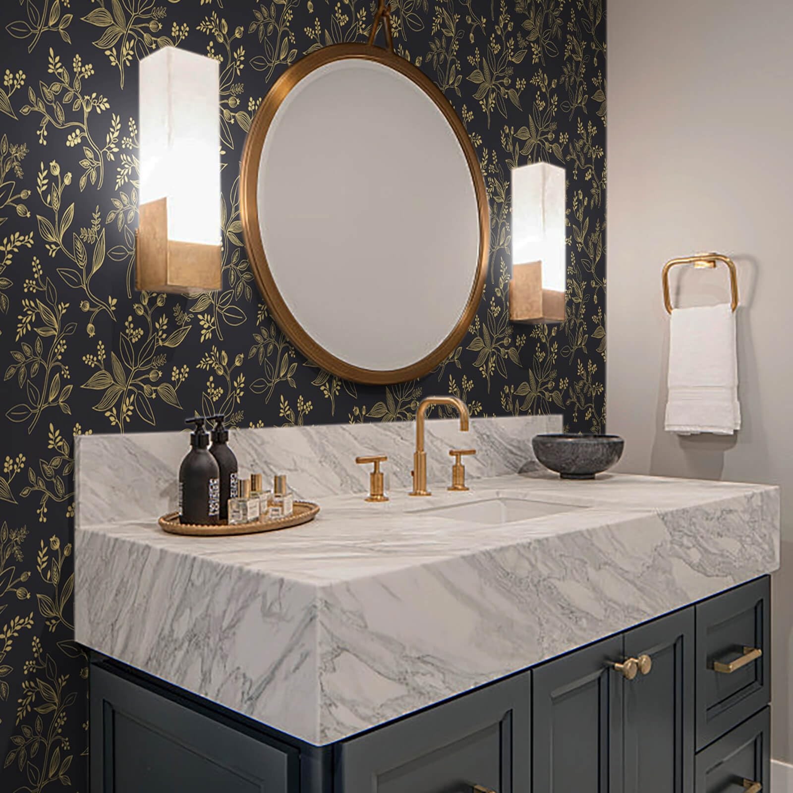 Heroad Peel and Stick Wallpaper Black Gold 17.3″ x 78.7″,
