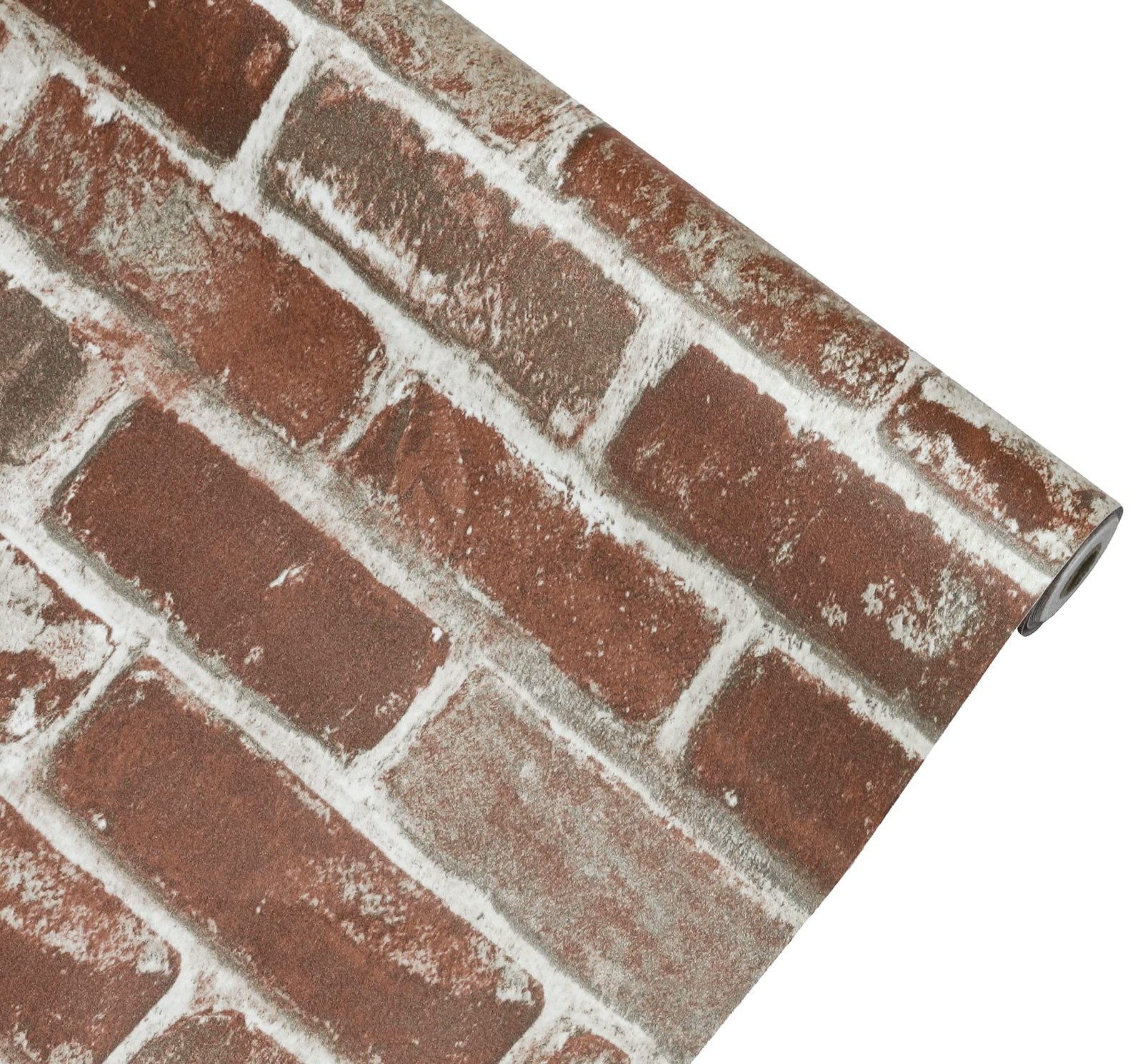 Hopeak Red Brick Wallpaper Self-Adhesive Peel and 17.5″ x 787.4″,