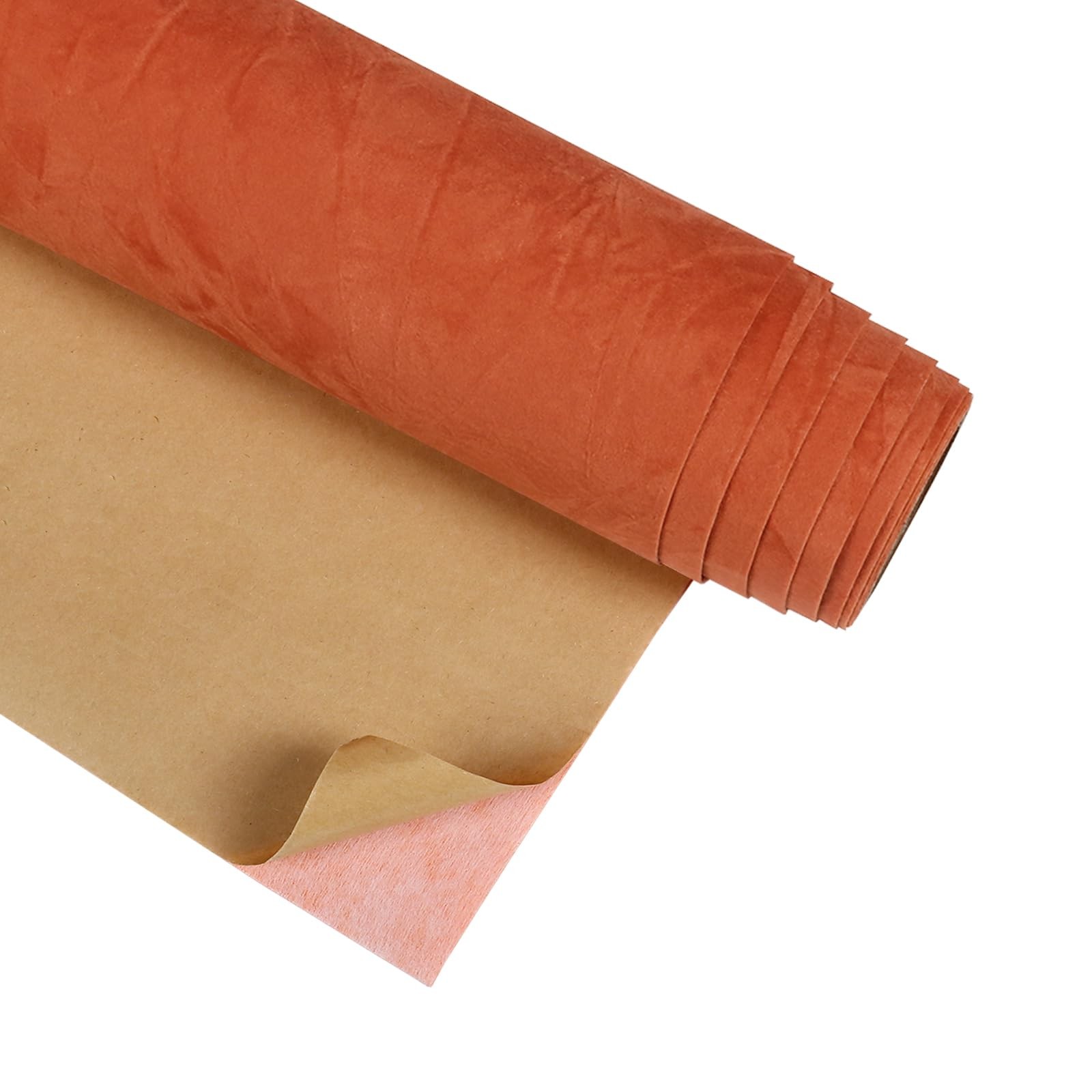 CRE8TIVE Crinkle Crushed Velvet Wallpaper Peel and Stick 12″W x 80″L, Orange