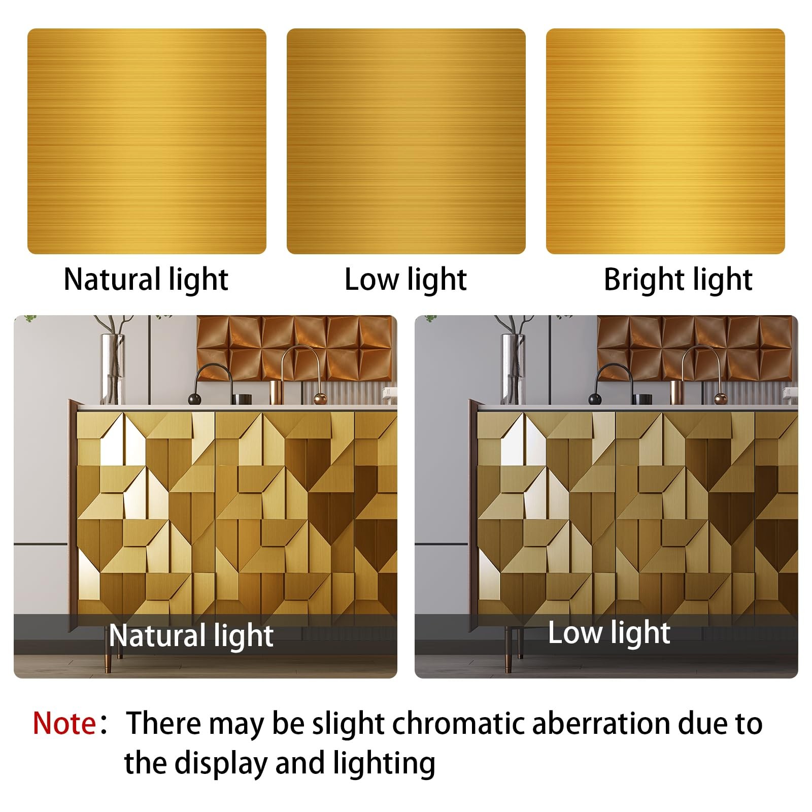 Gold Stainless Steel Wallpaper Self-Adhesive Cleanable 17.71″ X 78.7″,