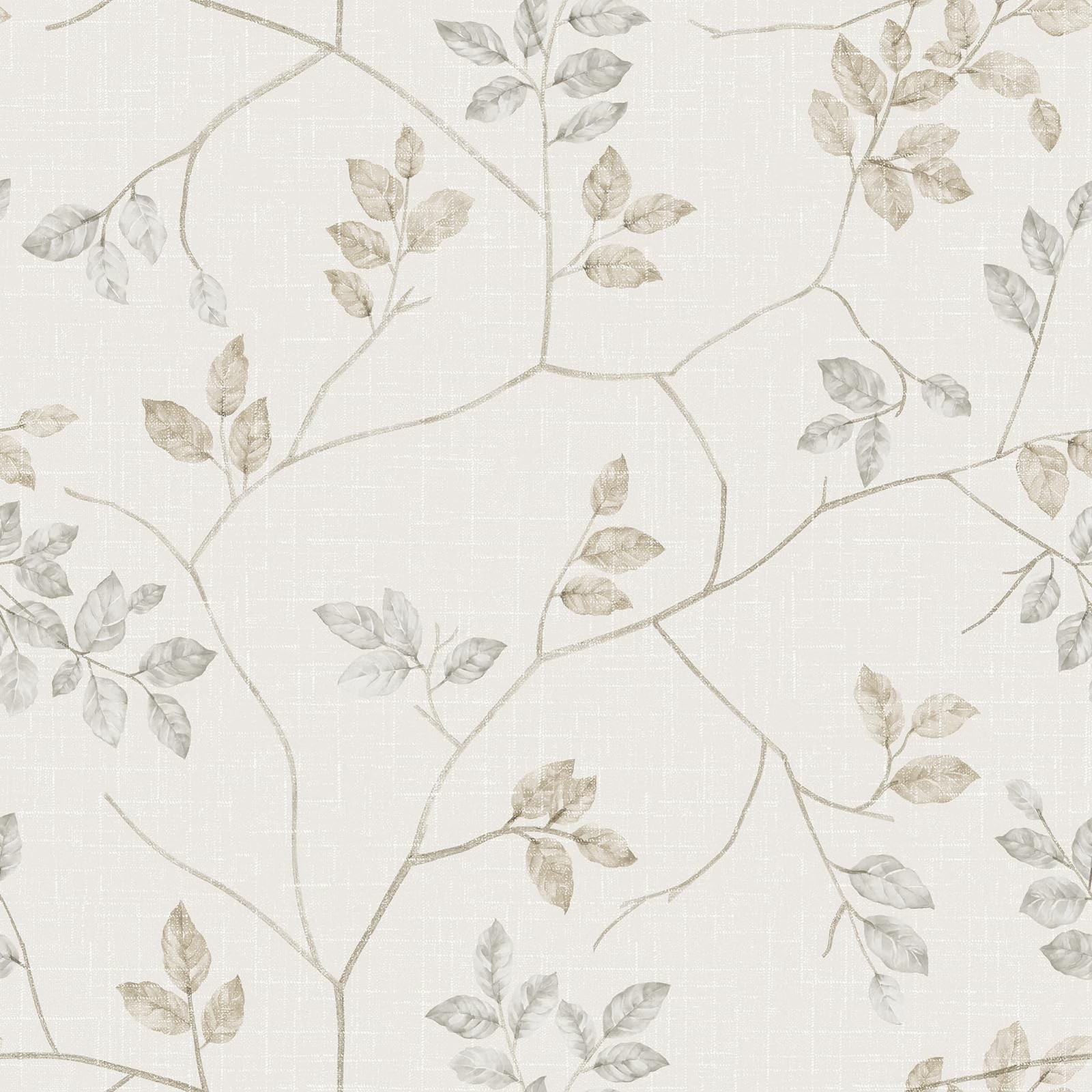 Beige Leaf Nature Wallpaper Peel and Stick Floral 17.5″ x 102″,