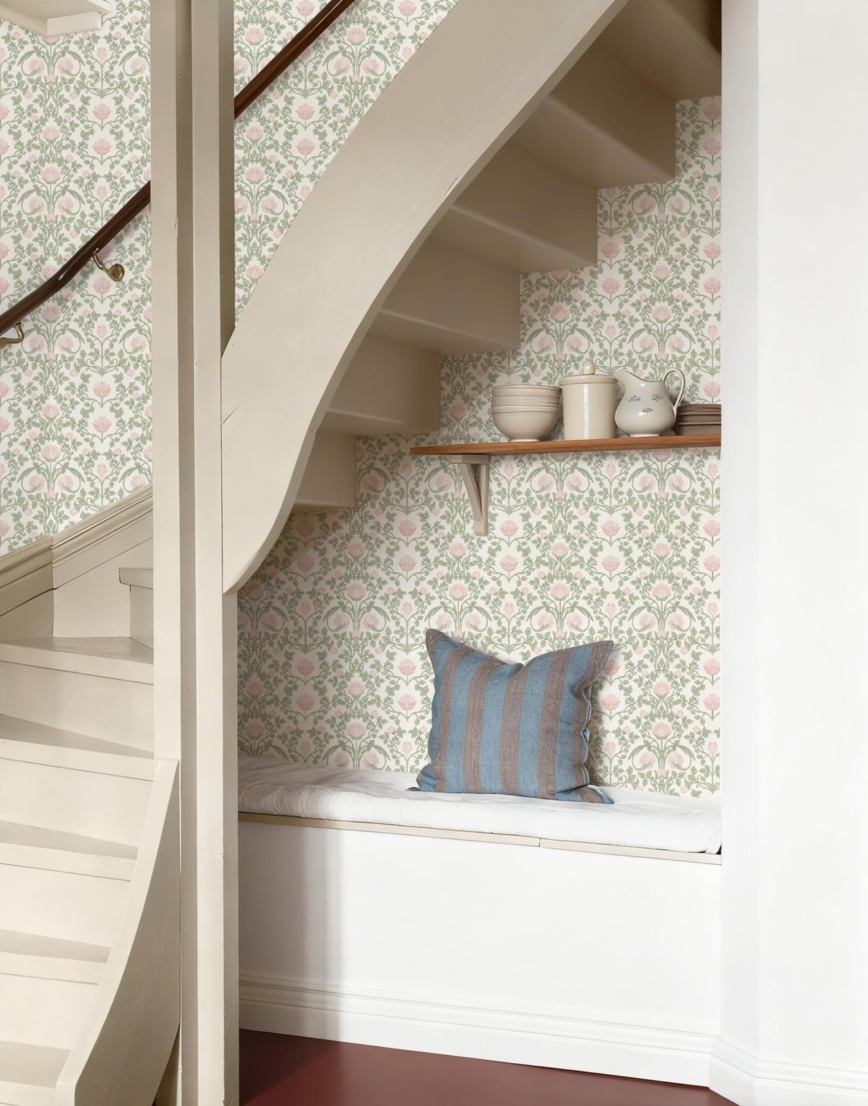 YXTII Peel and Stick Wallpaper Pink Floral Damask 17.3″ x 78.7″,