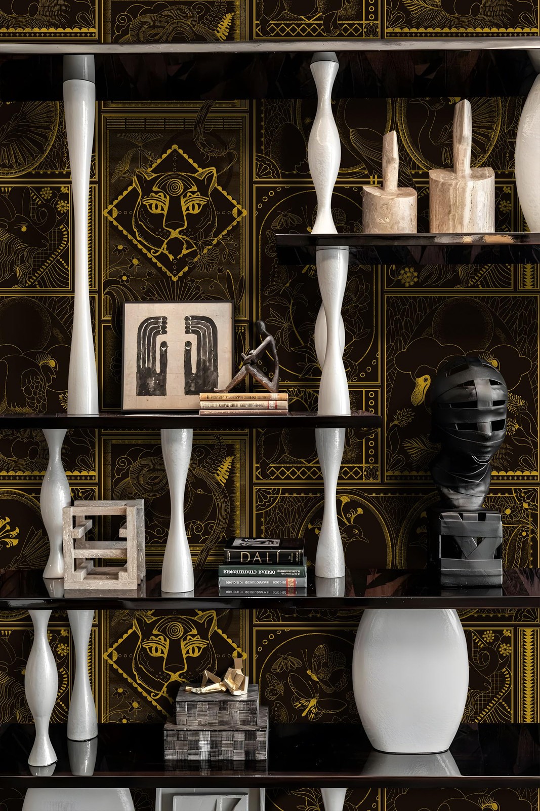 Vintique Black and Gold Wallpaper Peel Stick 17.3″ x 118″,