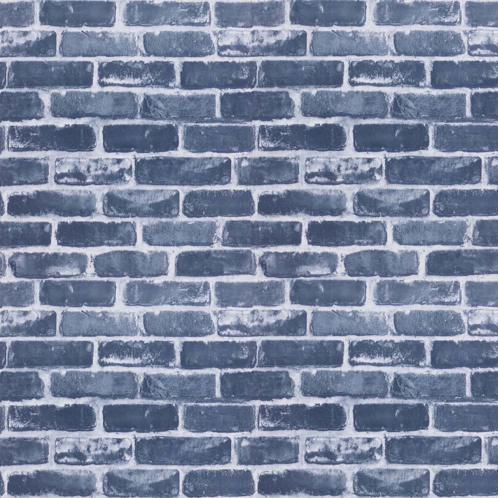 Timeet Blue Brick Wallpaper Peel and Stick 17.7″ x 118.1″,
