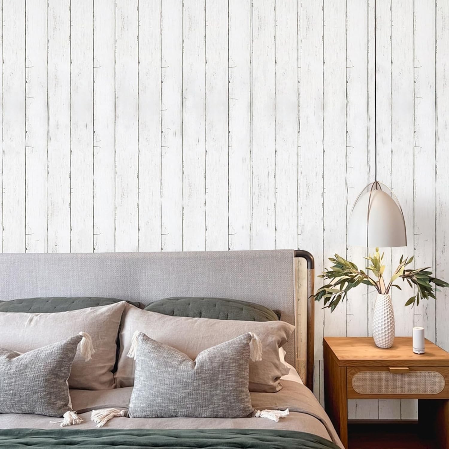 Abyssaly Peel and Stick Wallpaper 17.7" x 511.8", White/Gray