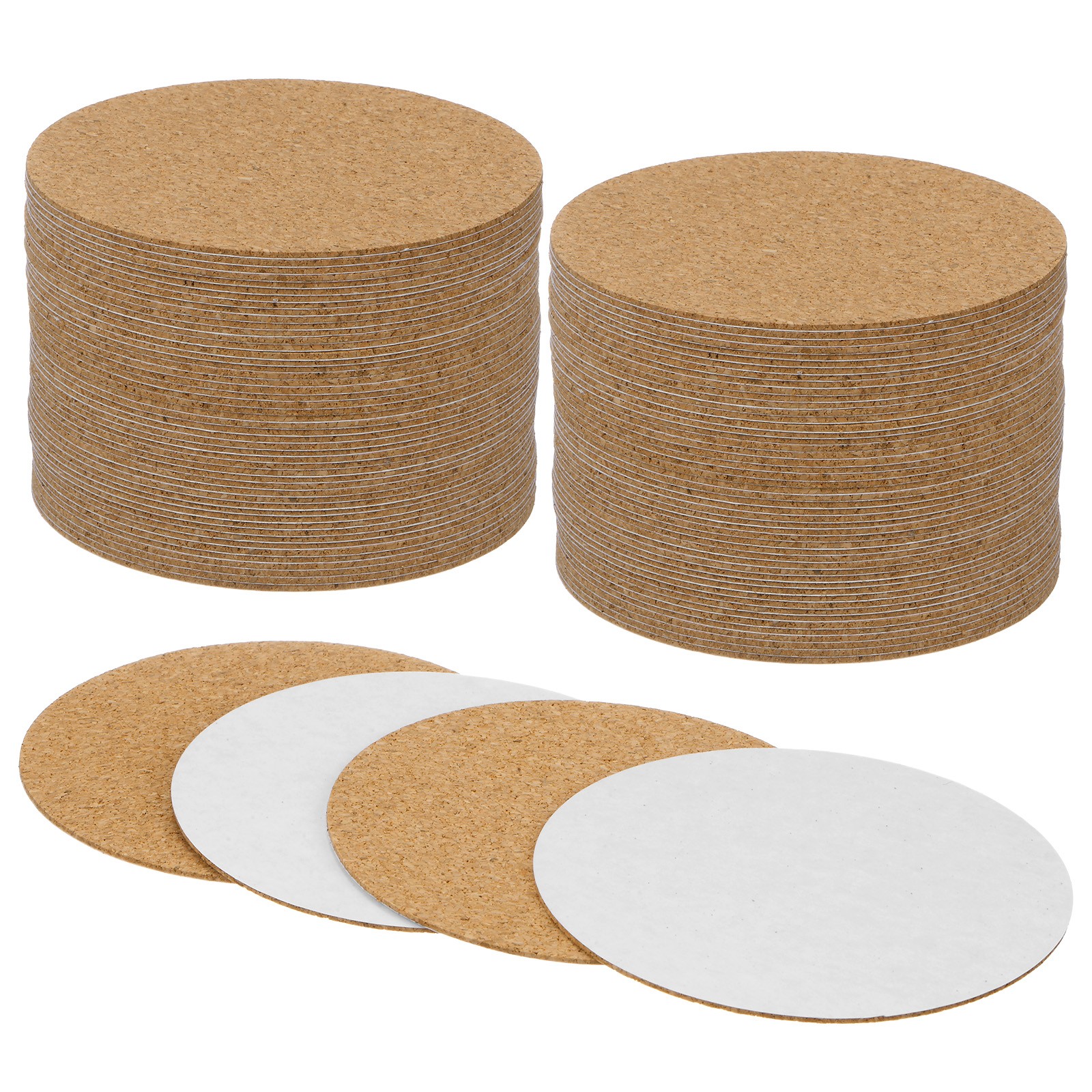 100-Pack Self-Adhesive Cork Sheets, 3 x 3 Inch Round Cork Board [1mm Thick]