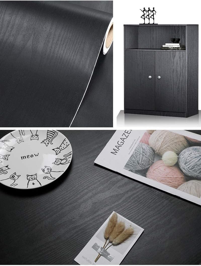 Black Wallpaper – Wood Peel and Stick – 17.7 x 118,