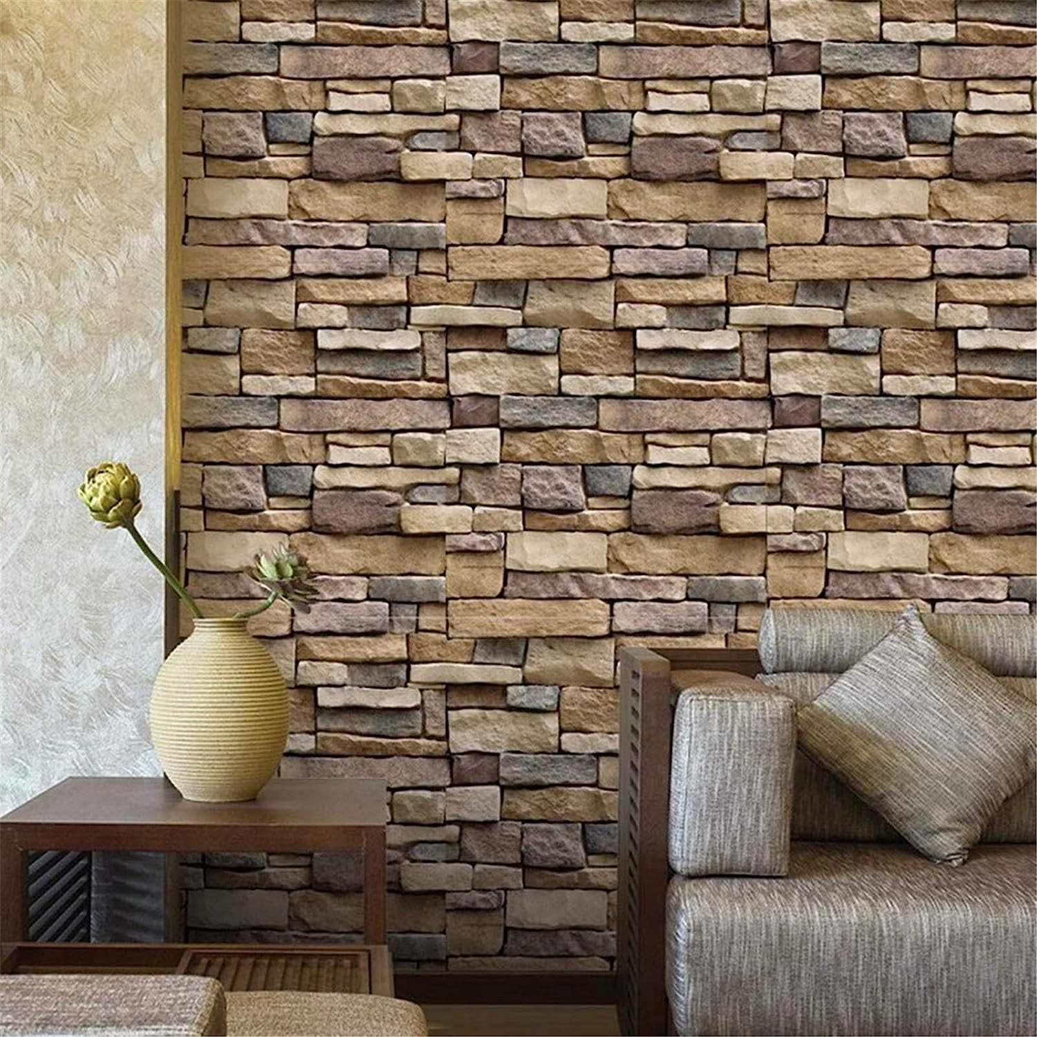 Yancorp 18″x120″ Brick Wallpaper Peel and Stick Modern 18″ x 120″, Brown
