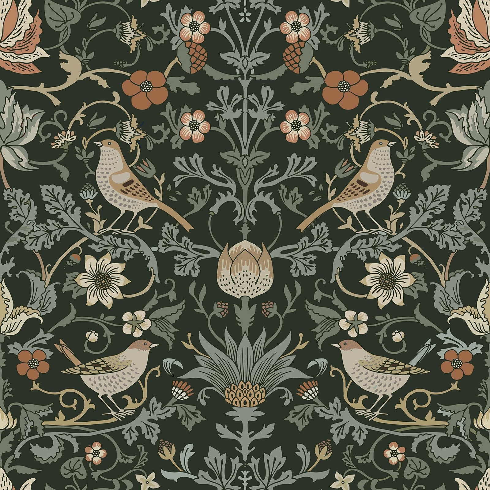 Livelynine Green William Morris Wallpaper 17.5″ x 78.8″,
