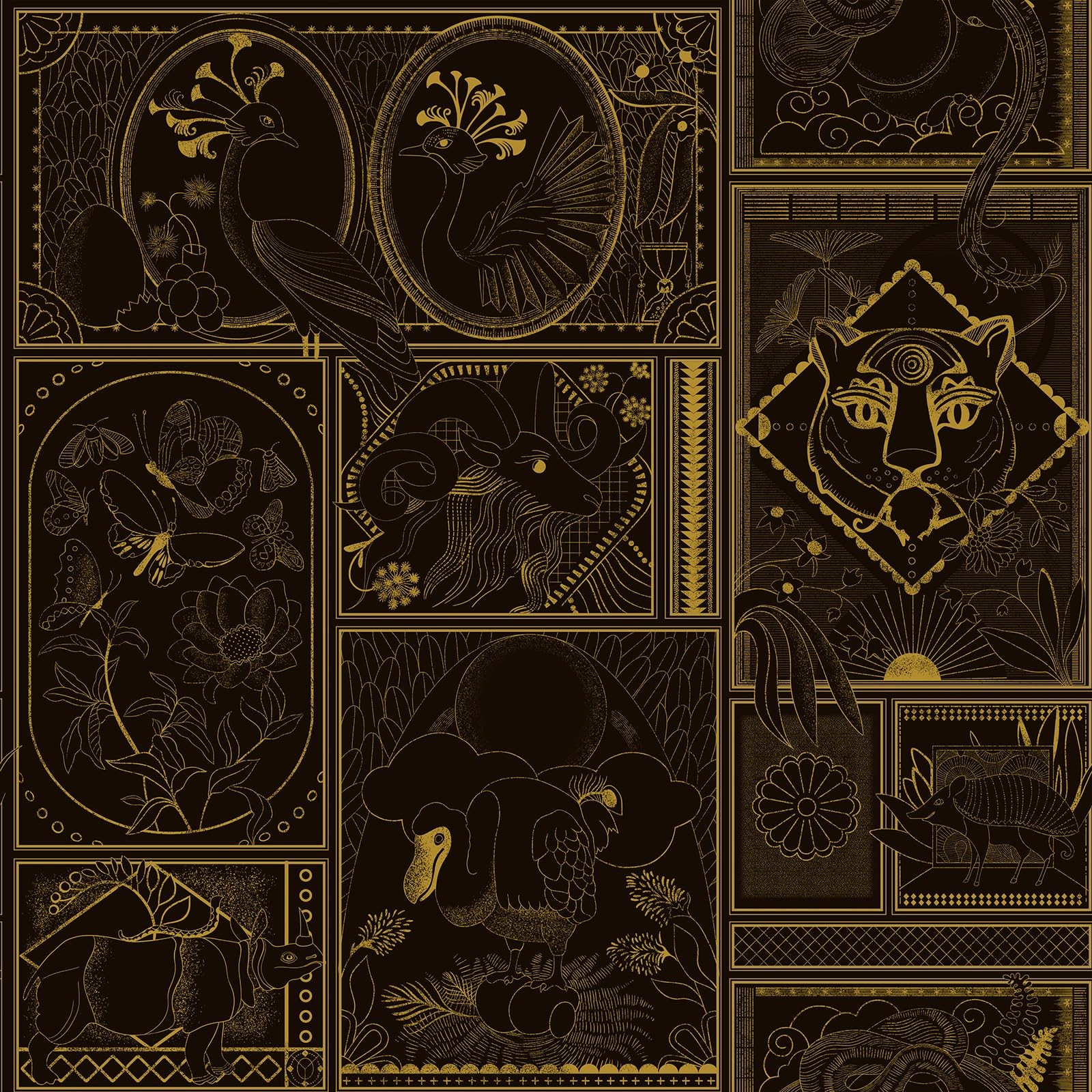 Vintique Black and Gold Wallpaper Peel Stick 17.3″ x 118″,