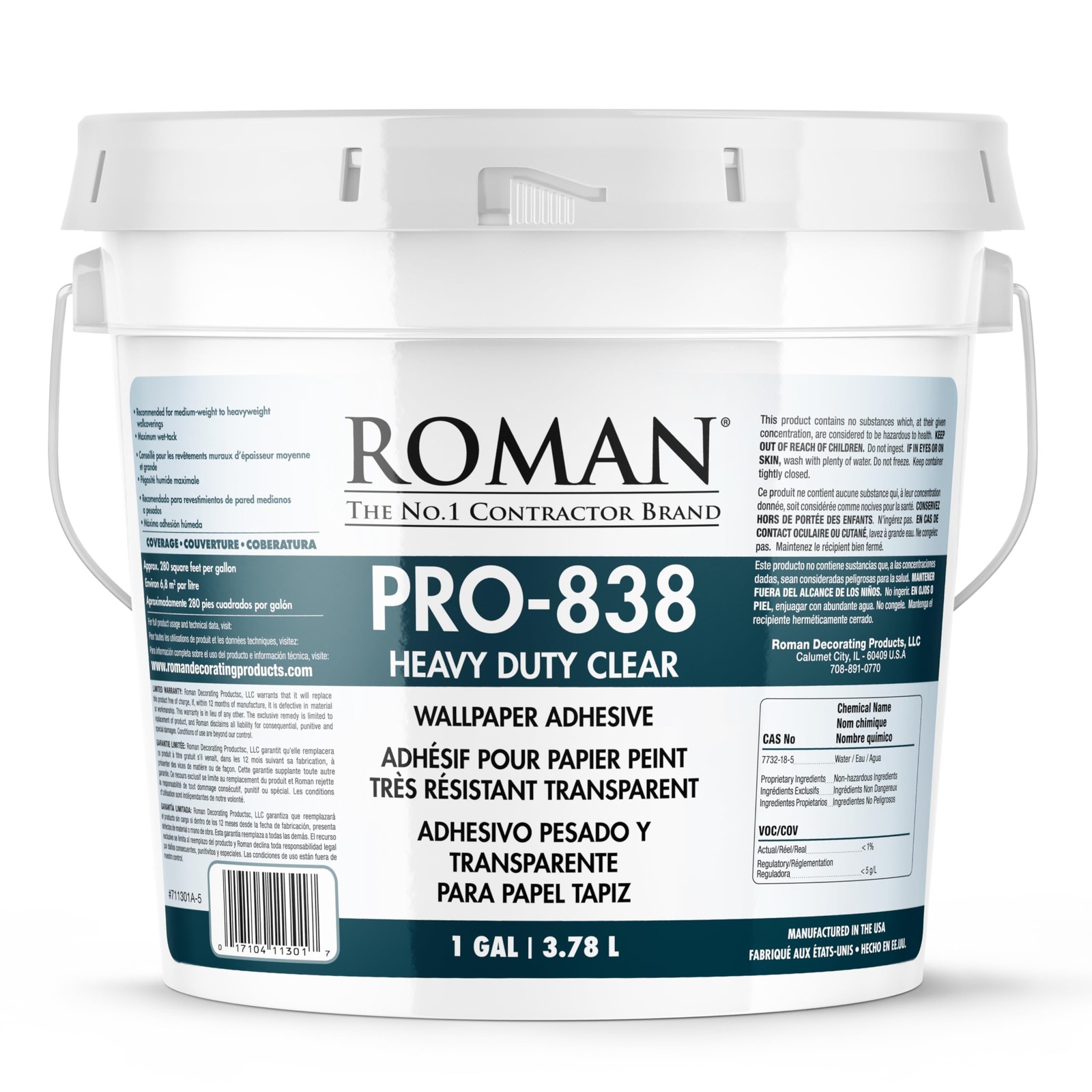 Roman PRO-838 Wallpaper Adhesive 1 Gallon (300 sq. ft.)