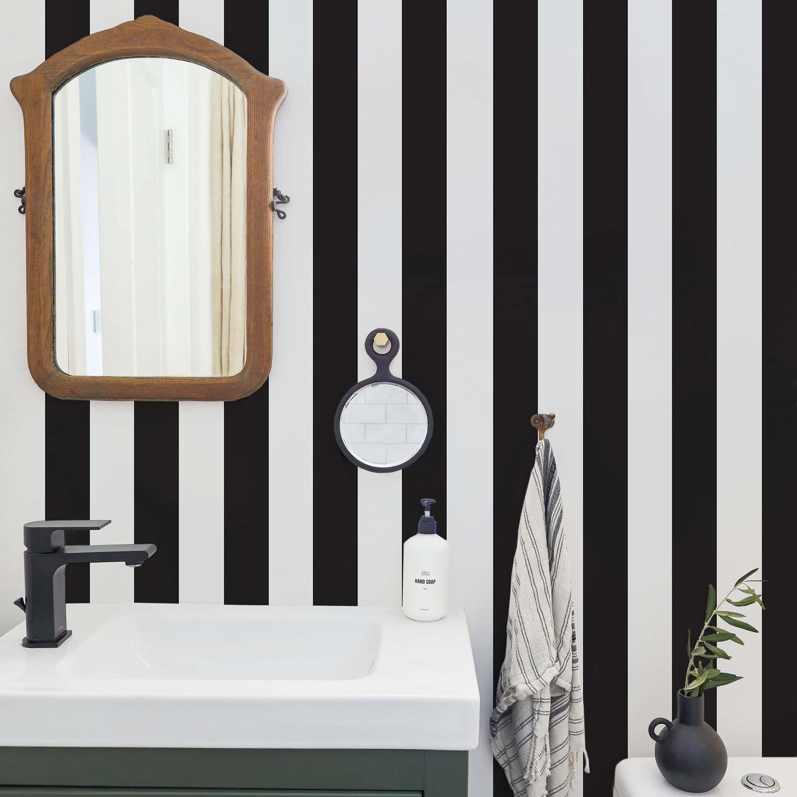 Cohoo Home Black and White Wallpaper Peel Stick 18″ x 118″, Black/White