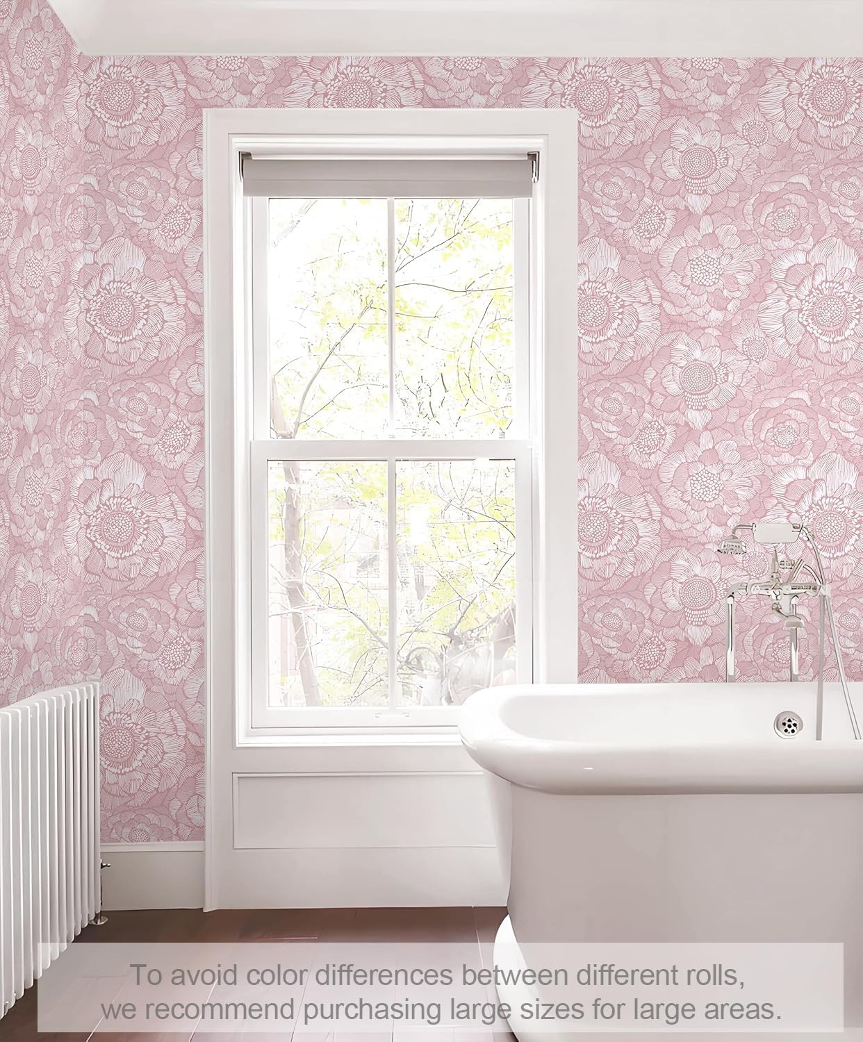 HeloHo Pink Peel and Stick Wallpaper Floral 17.3″ x 78.7″, Light