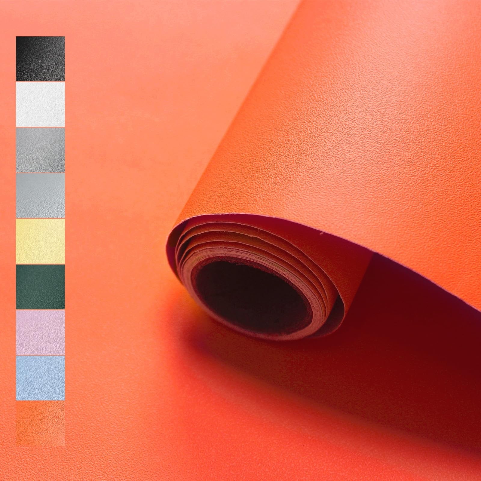 WADILE Peel and Stick Wallpaper 15.9in x 78.7in, Solid 1.4″ x 15.9″, Orange-2