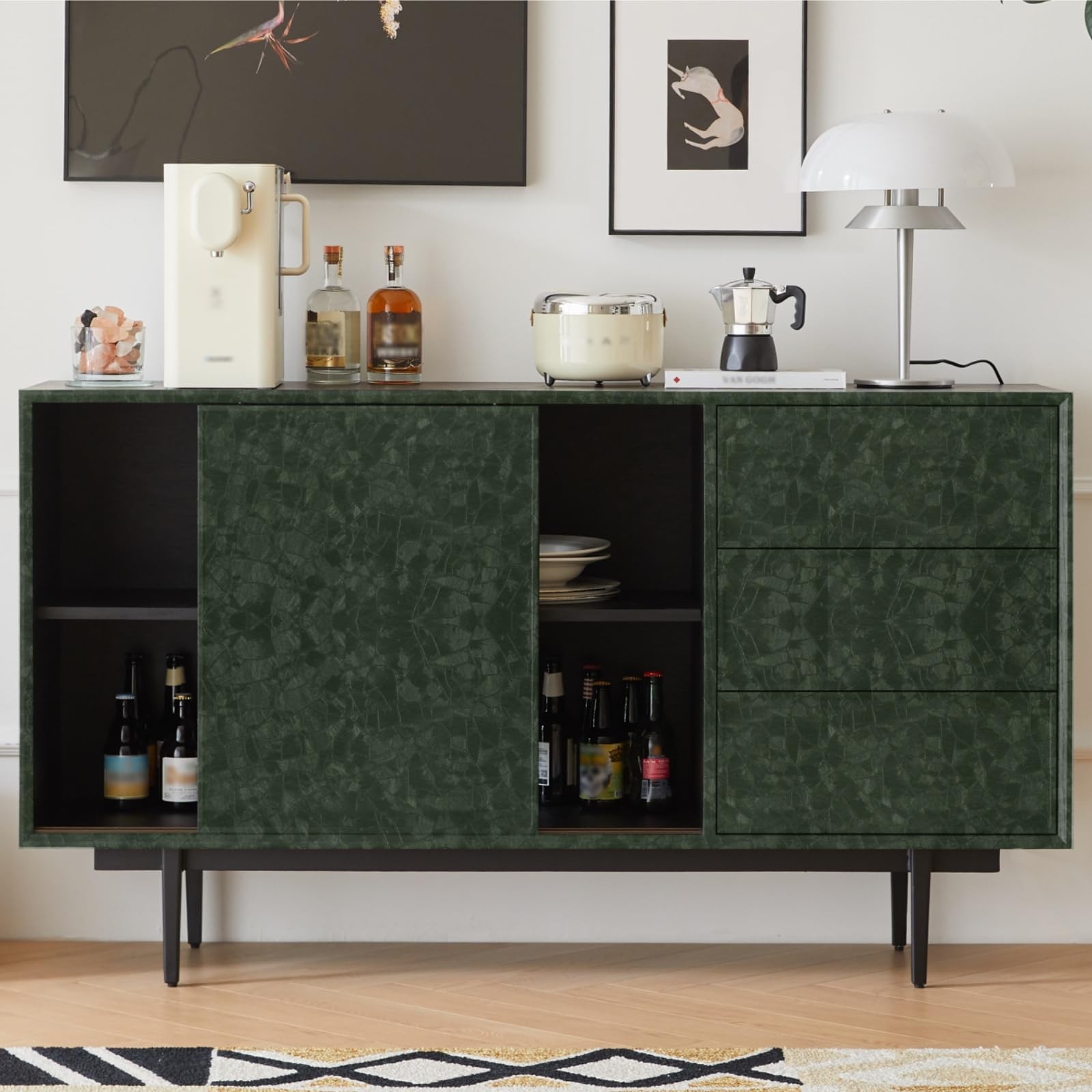 Abyssaly Dark Green Peel and Stick Wallpaper – Modern 15.7″ x 118″,