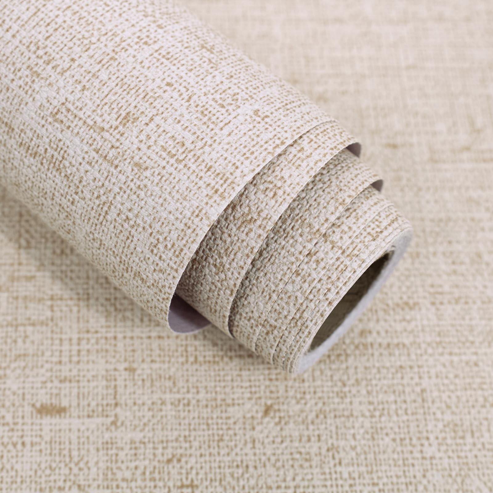 lenify Beige Grasscloth Peel and Stick Wallpaper 15.7″ x 118.1″,