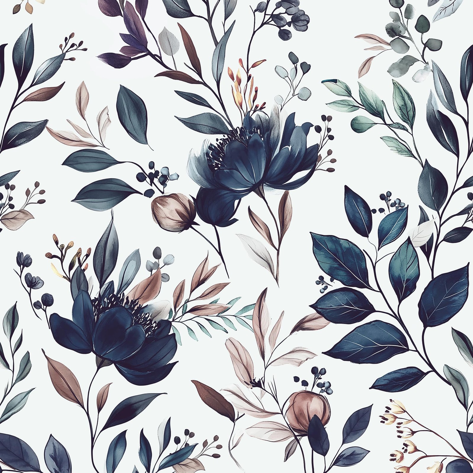 Yasinet Navy Blue Peel and Stick Wallpaper Floral 17.3 »×78.7 »,