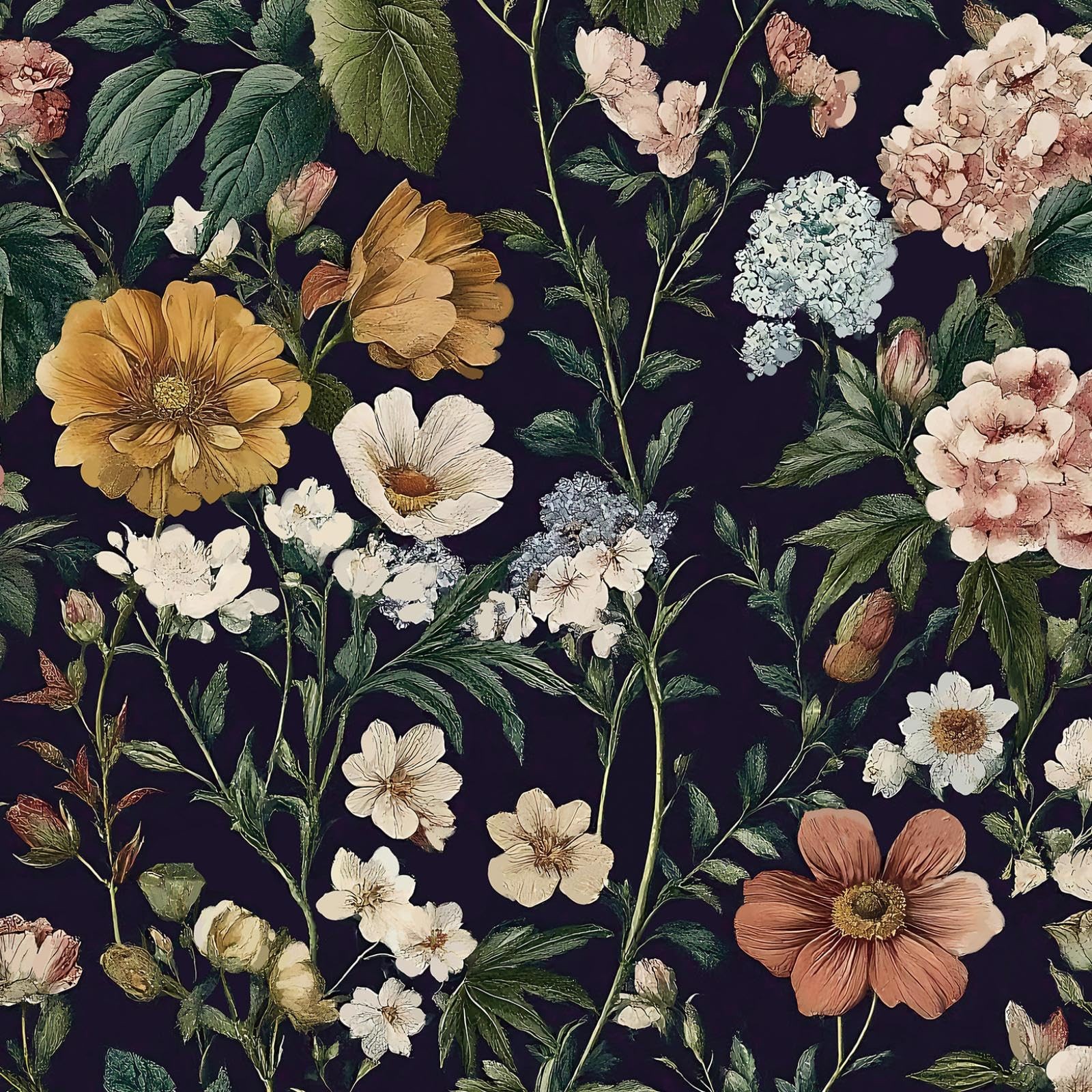 Livebor Floral Peel and Stick Wallpaper Vintage 16.9″ x 118.1″, B-Floral