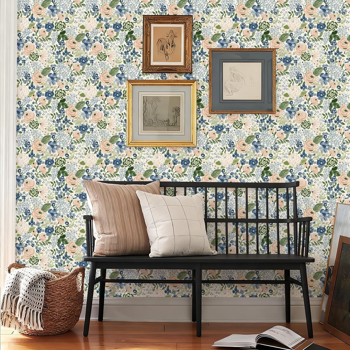 Wudnaye Floral Peel and Stick Wallpaper Vintage 17″x118″, Colorful