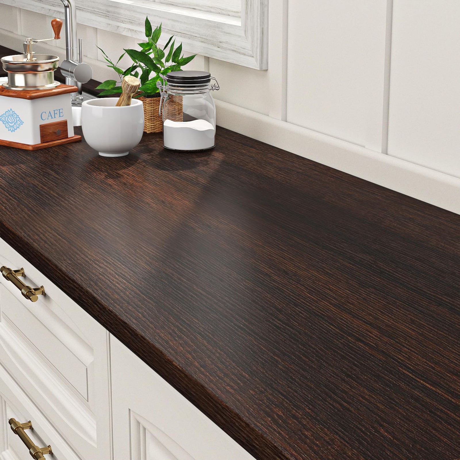 ReWallpaper Wood Wallpaper Dark Brown Wooden 78.7″ x 17.7″,