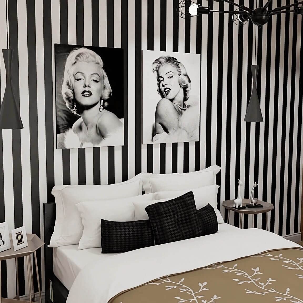Qianglive 17.3”x120” Black and White Striped Wallpaper 17.3″ x 120″,