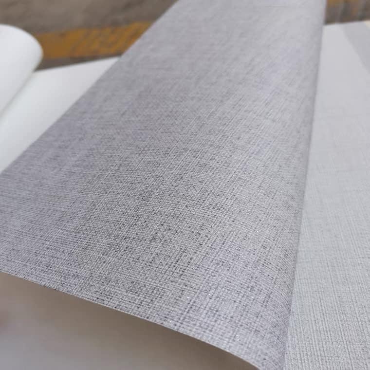 Fabric Peel and Stick Wallpaper Gray Faux Grasscloth Wall 17.8″ x 118″,
