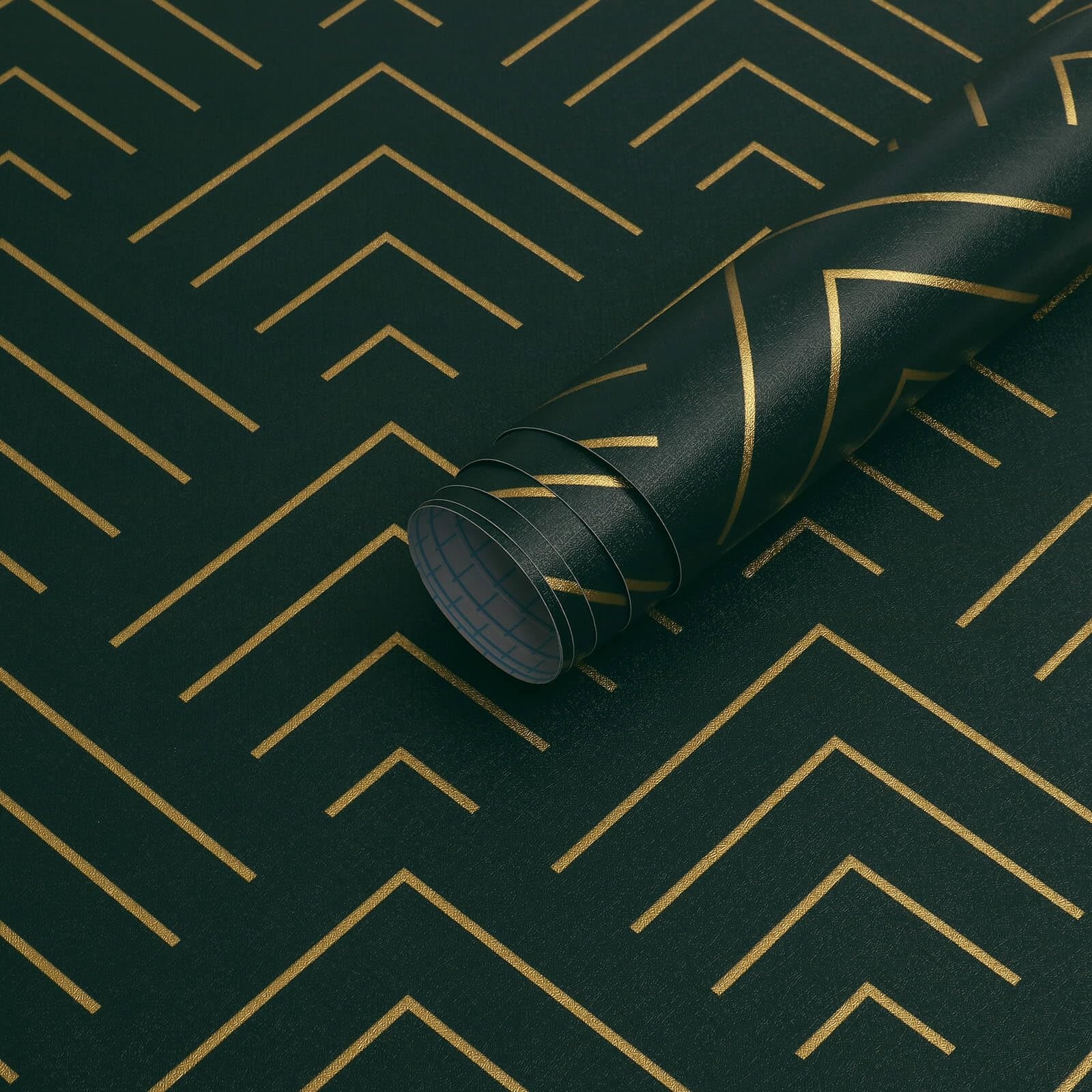 Heroad Peel and Stick Wallpaper Dark Green 17.3″ x 78.7″, Gold