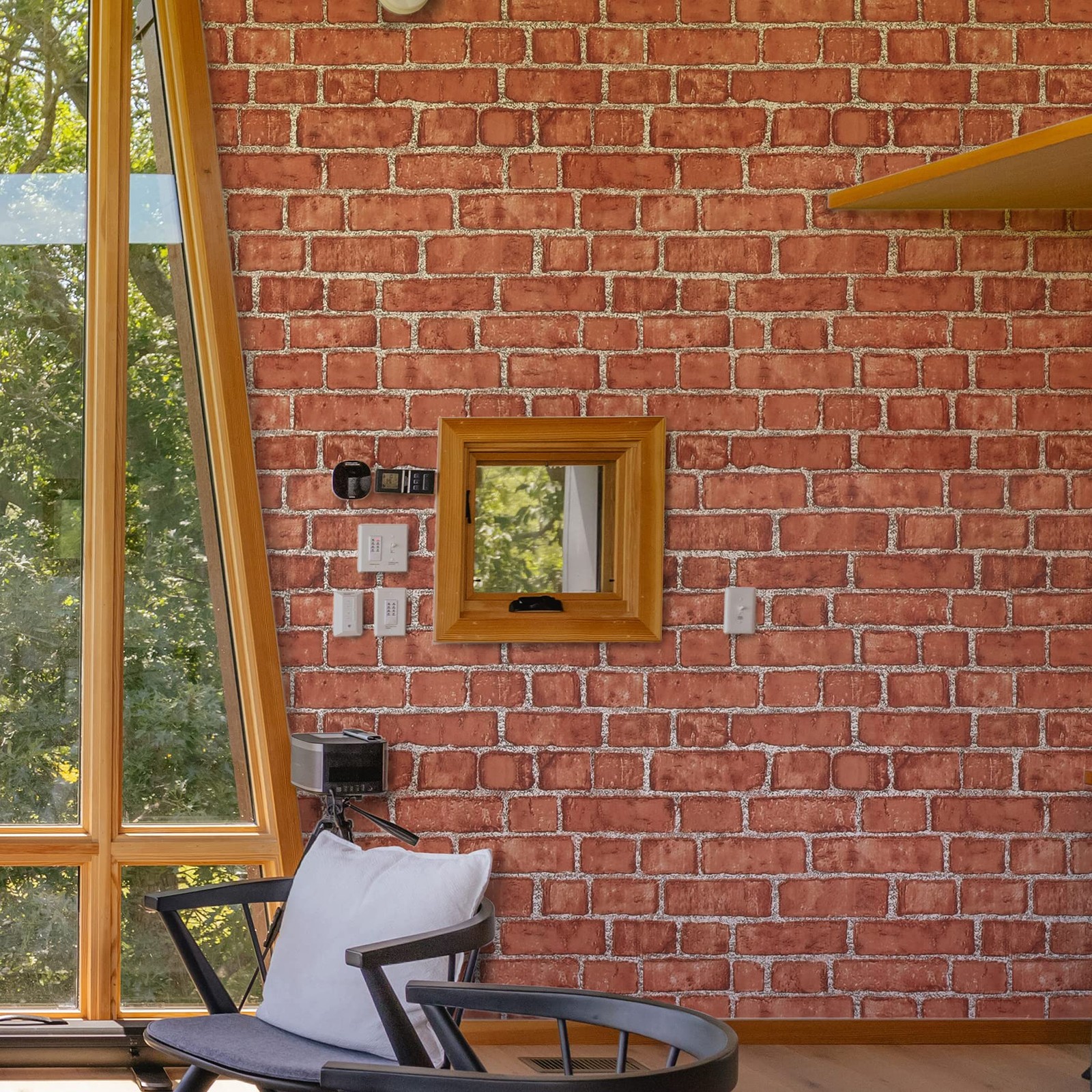 Naphite Red Brick Peel and Stick Wallpaper 3D Faux 17.7″ x 393″,