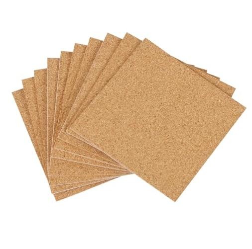 MIDELONG Self-Adhesive Cork Sheets 4″x 4″ for DIY Coasters, Board Squares