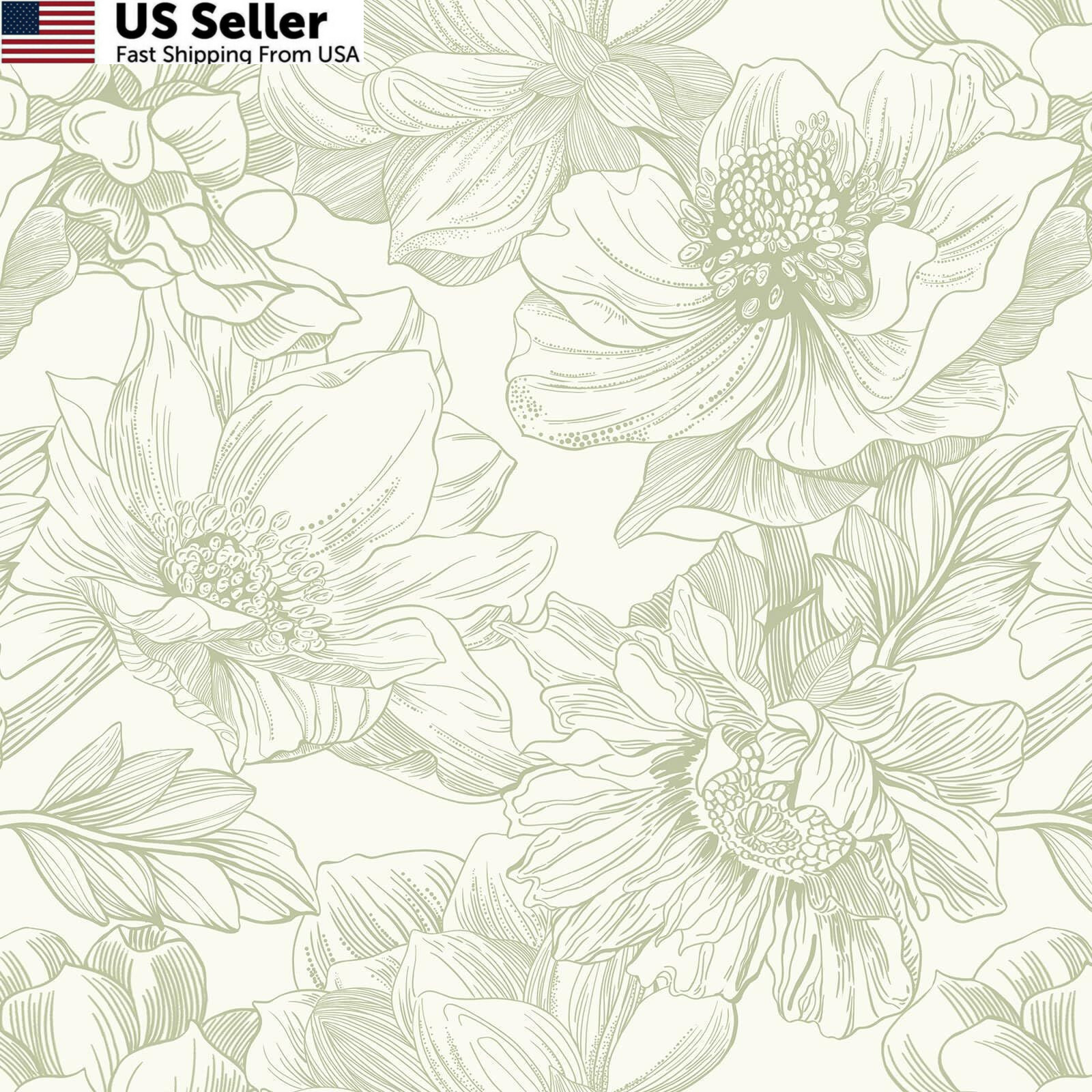 Ismoon Vintage Floral Wallpaper Peel and Stick 17.3″ x 78.7″, Beige Green